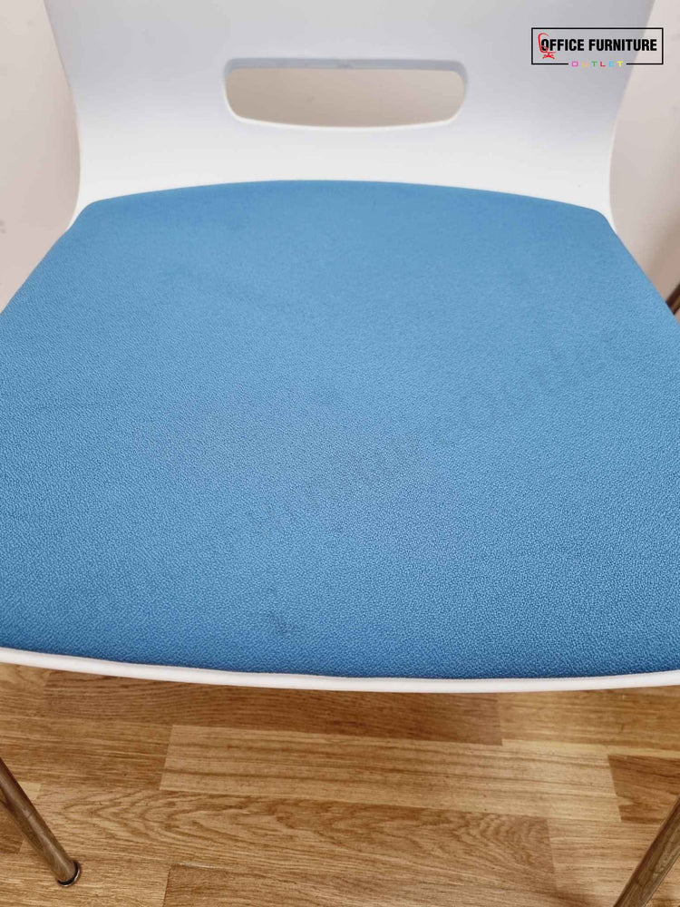 Round Canteen Table with Blue/Grey Allermuir Chairs