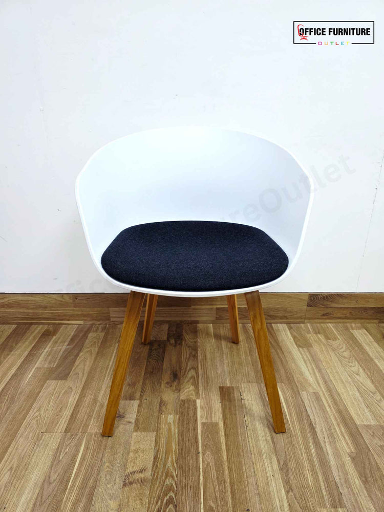 8-Person White Meeting Table with 8 x HAY About A Bucket Chairs