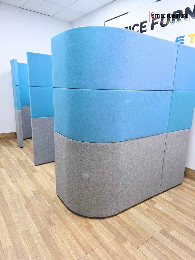 Gresham 2 Person Upholstered Study Booth Cubicle with Acoustic Privacy Panels