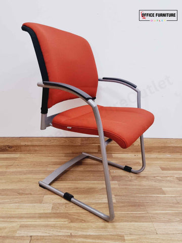 Interstuhl Cantilever Meeting Chair – Burnt Orange (Stackable)