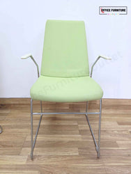 White Round Meeting Table with 2 Allermuir Confer Cantilever Armchairs (RT03)