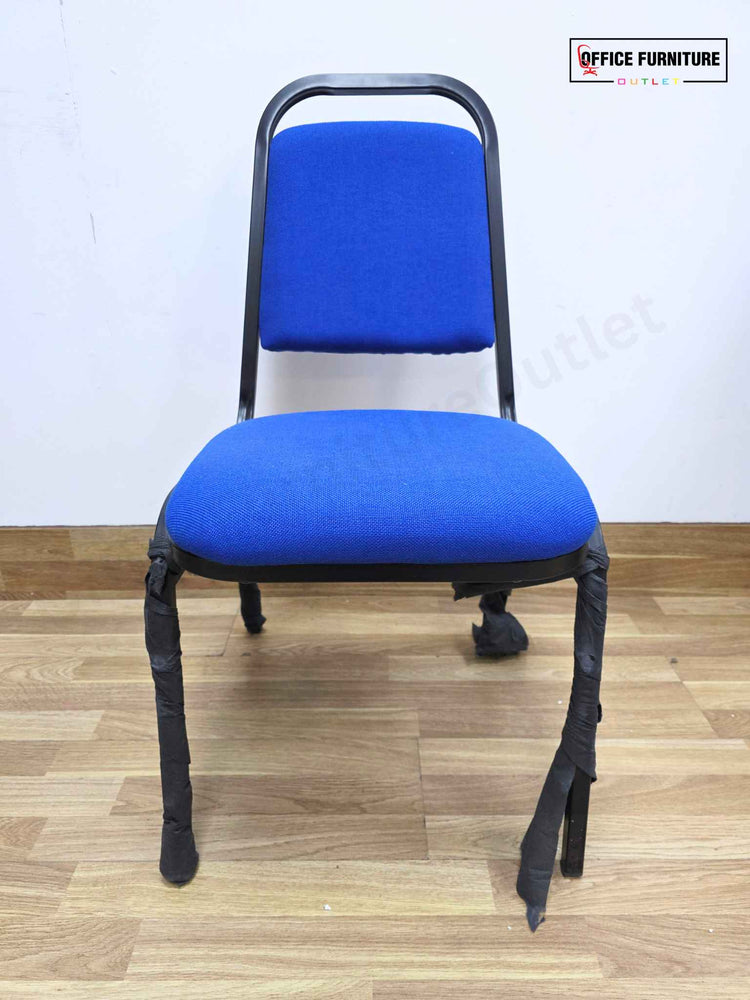 Set of 6 Blue Banquet Chairs – Stackable Event Chairs with Black Metal Frame