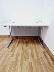 Straight White Office Desk WITH ASSEMBLY