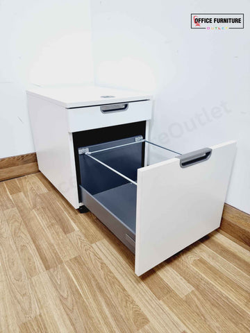2-Drawer White Mobile Filing Cabinet with Combination Lock