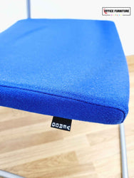 Beech Round Table with 4 Blue Verco Cantilever Chairs