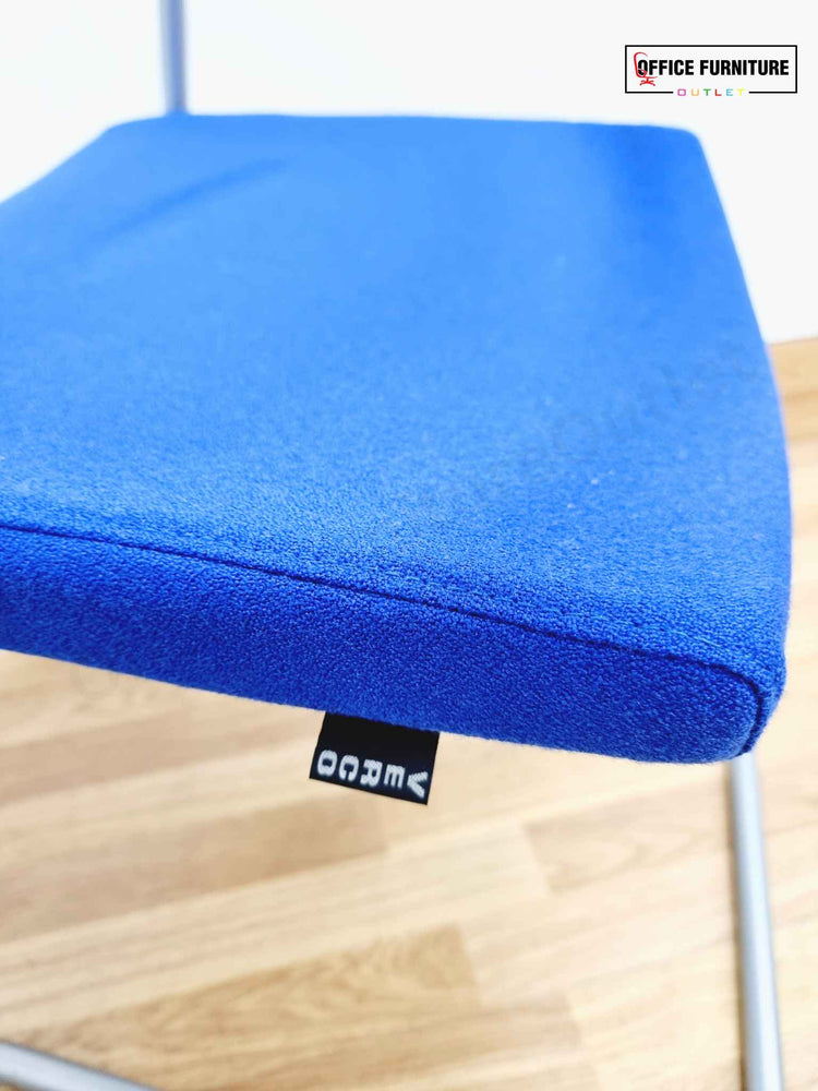 Beech Round Table with 4 Blue Verco Cantilever Chairs