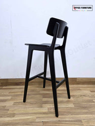 Frovi Scandi Bar Stools – All Black Solid Wood Bar Seating (Set of 2)