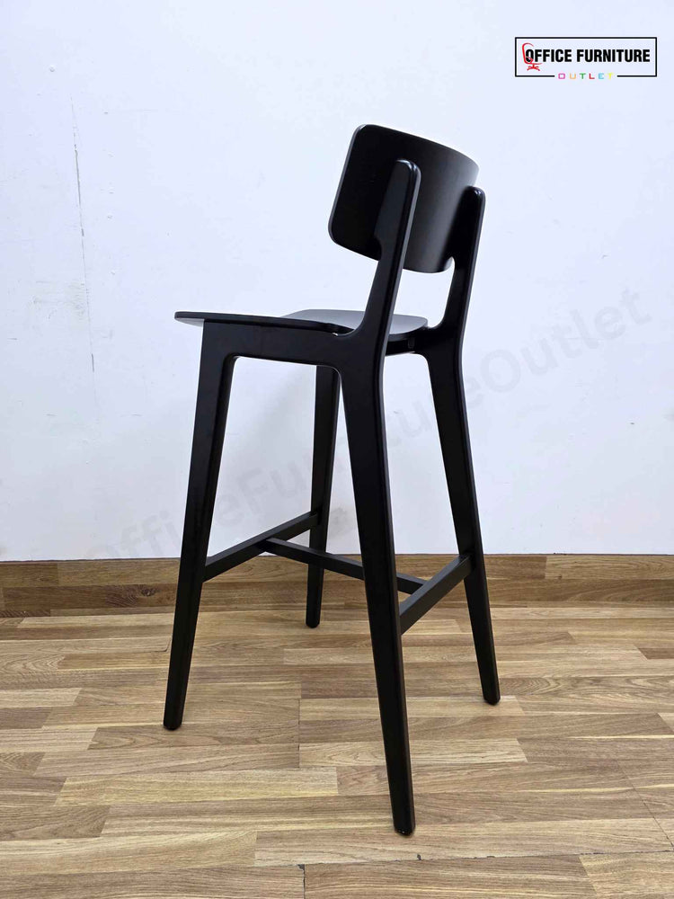 Frovi Scandi Bar Stools – All Black Solid Wood Bar Seating (Set of 2)