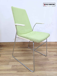 White Round Meeting Table with 2 Allermuir Confer Cantilever Armchairs (RT03)