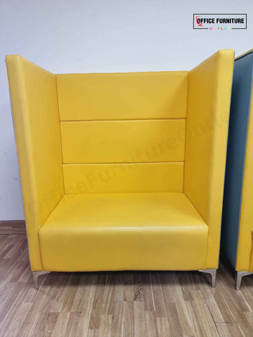 Bright Yellow Faux Leather Seating Booth – Set of 2