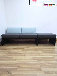 Brunner Designer 2 Seater Sofa & Pod Ottoman - Light Blue