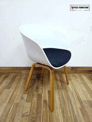 8-Person White Meeting Table with 8 x HAY About A Bucket Chairs