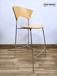 Canteen High Round Table with Allermuir Wooden Bar Stools x3