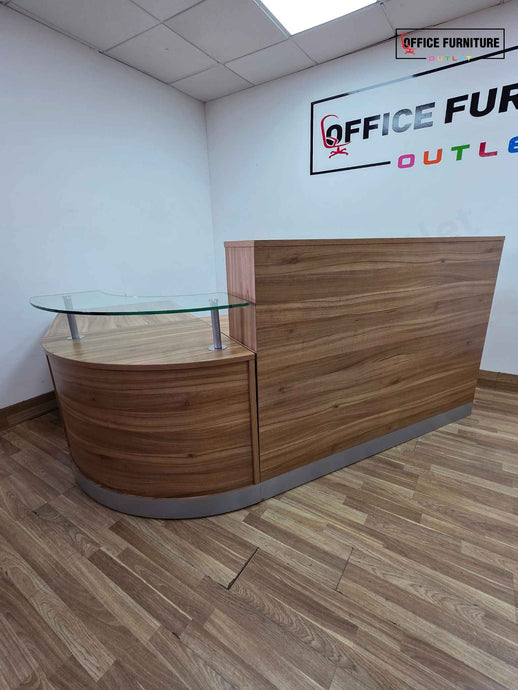 Chestnut Reception Counter with Glass Shelf