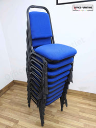Set of 6 Blue Banquet Chairs – Stackable Event Chairs with Black Metal Frame