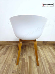 8-Person White Meeting Table with 8 x HAY About A Bucket Chairs