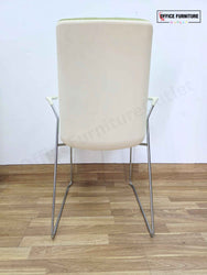 White Round Meeting Table with 2 Allermuir Confer Cantilever Armchairs (RT03)