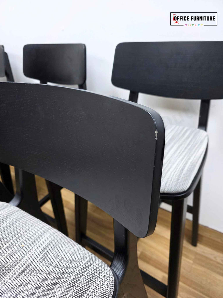 Frovi Scandi High Stool – Black Frame with Grey Upholstered Seat (Set of 10)