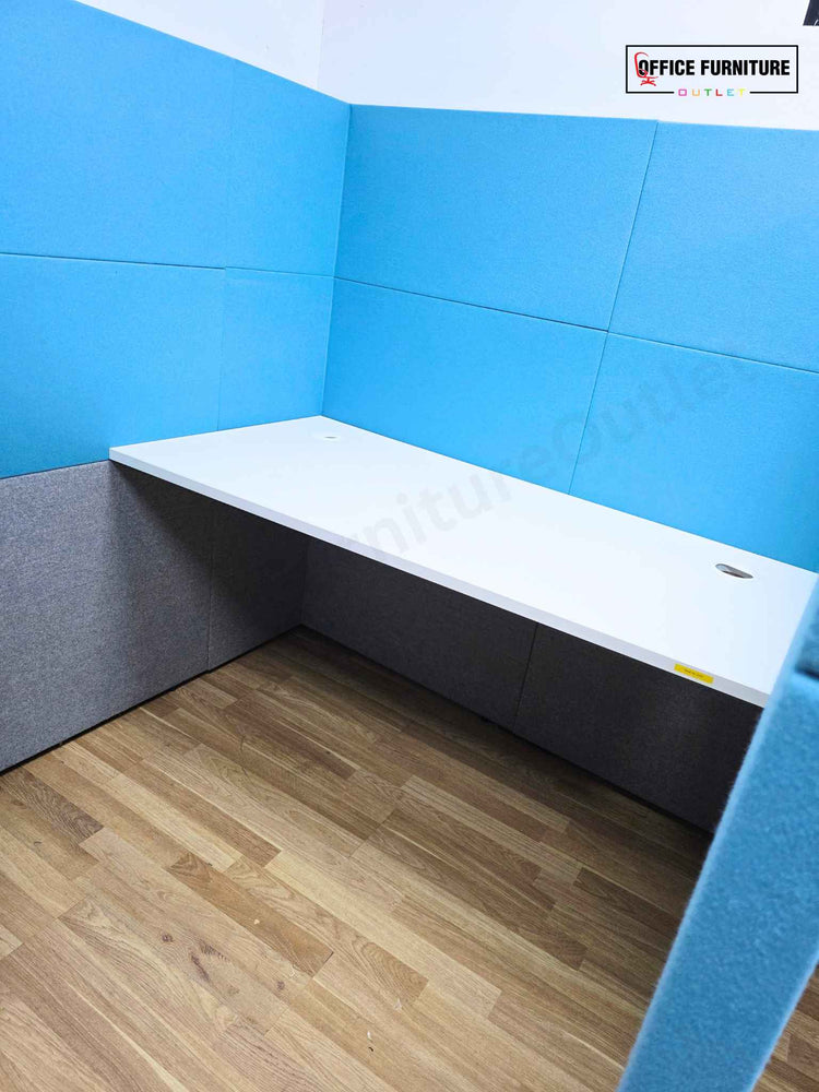 Gresham 2 Person Upholstered Study Booth Cubicle with Acoustic Privacy Panels