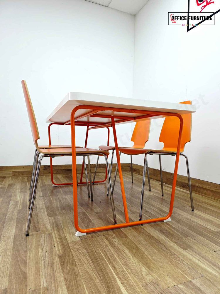 IKEA Rydeback Table with 4 Vilmar Chairs – Orange & White Set