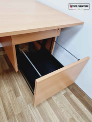 Brand New Beech Desk With Attached Pedestal (150cm X 75cm)