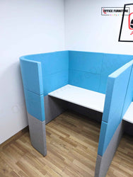 Gresham 2 Person Upholstered Study Booth Cubicle with Acoustic Privacy Panels