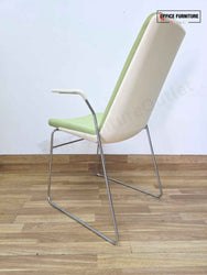 White Round Meeting Table with 2 Allermuir Confer Cantilever Armchairs (RT03)