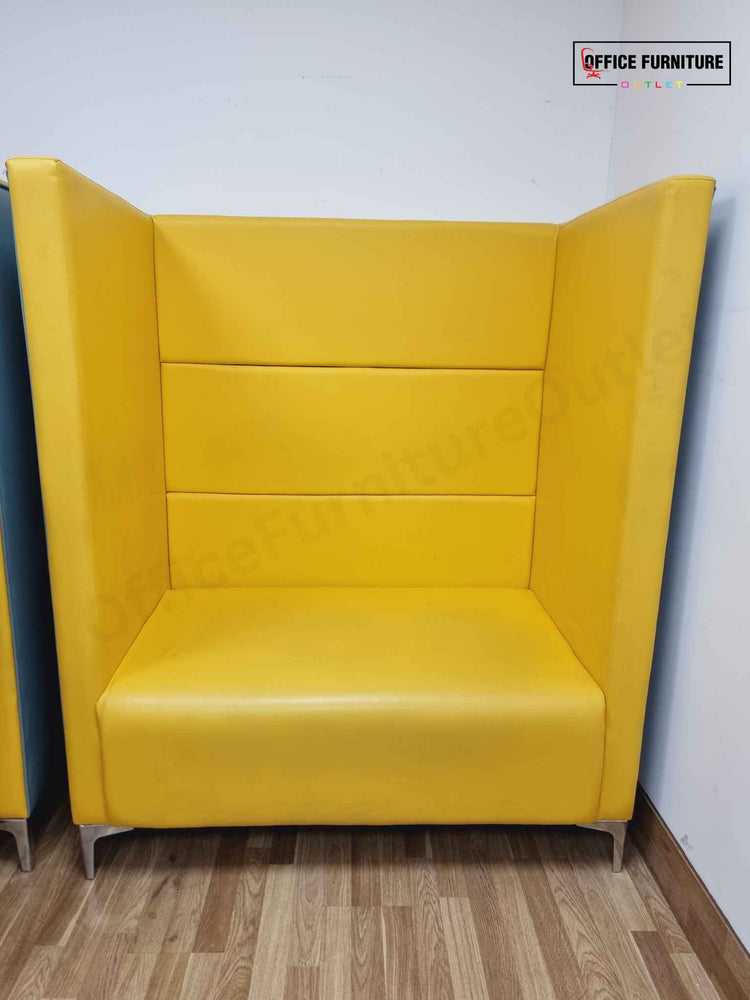 Bright Yellow Faux Leather Seating Booth – Set of 2