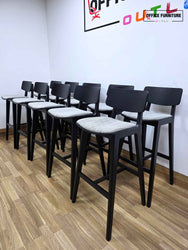 Frovi Scandi High Stool – Black Frame with Grey Upholstered Seat (Set of 10)