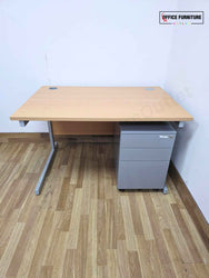 Beech Straight Desk with Metal Pedestal (120cm x 80cm)