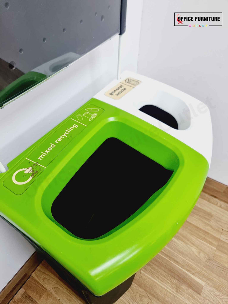Dual Compartment Office Recycling Bin with Signboard