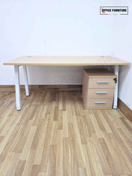 Light Oak Office Desk & Pedestal (160cm x 80cm)