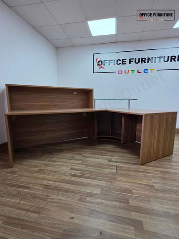 Chestnut Reception Counter with Glass Shelf