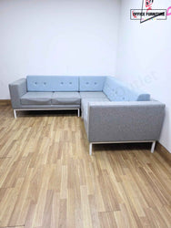 Contemporary Corner Sofa Suite – Light Grey & Blue