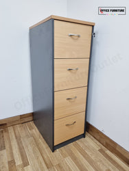 Four Drawer Filing Cabinet - Beech/Grey