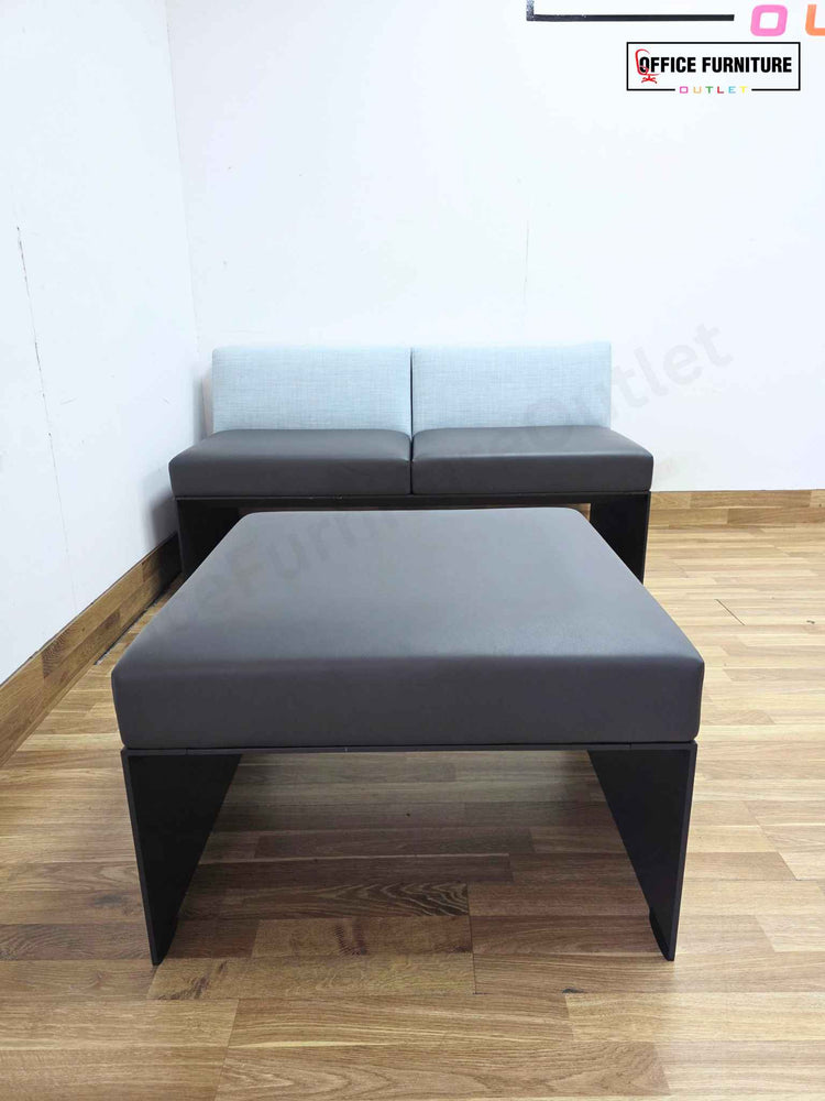 Brunner Designer 2 Seater Sofa & Pod Ottoman - Light Blue