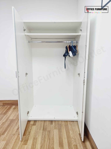 Tall White Double Door Wardrobe