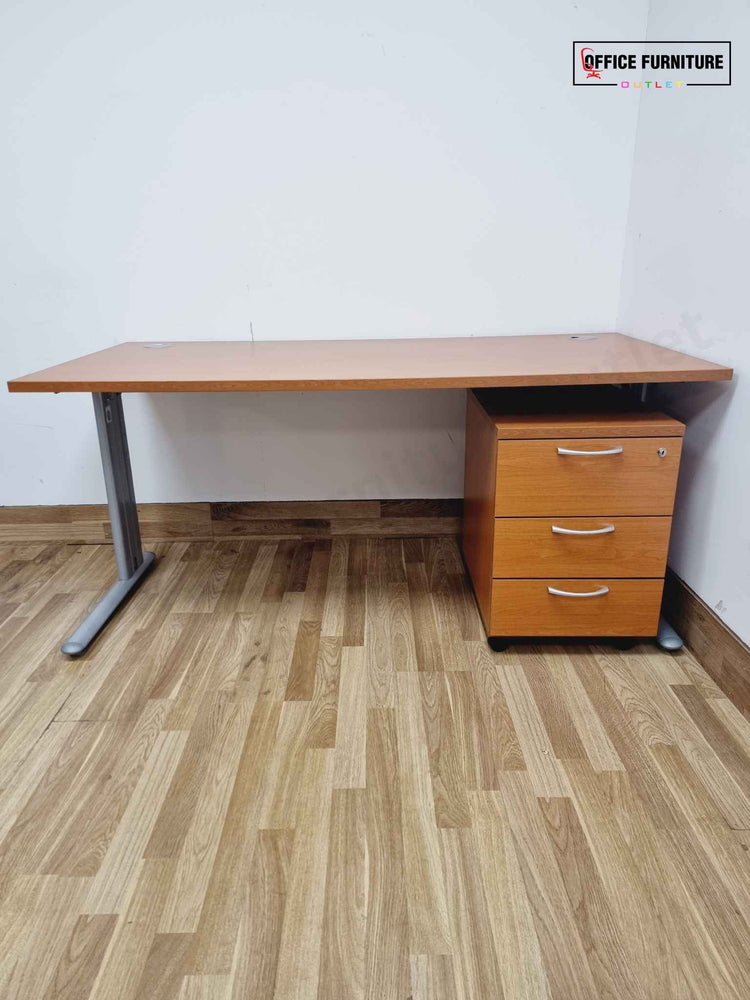 Cherry Wood Desk with Pedestal (160cm x 80cm)