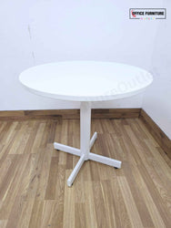 White Round Meeting Table with 2 Gresham SJX Cantilever Chairs (RT02)