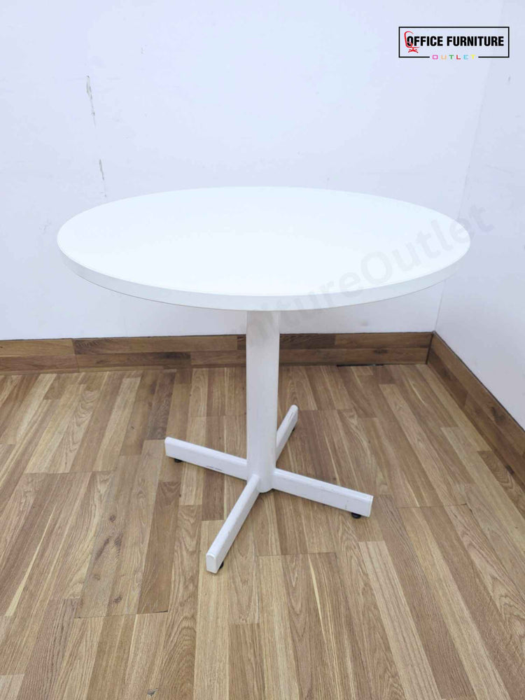 White Round Meeting Table with 2 Gresham SJX Cantilever Chairs (RT02)