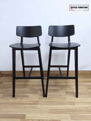 Frovi Scandi Bar Stools – All Black Solid Wood Bar Seating (Set of 2)