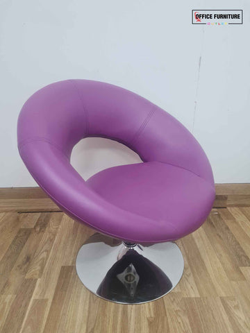 Set Of Two Faux Leather Purple Chairs (Pairs)