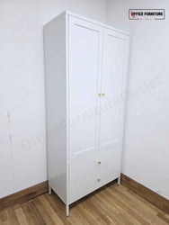 White Metal Storage Cabinet with Double Doors & Drawers (ST53)