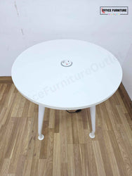White Round Meeting Table with Integrated Power Port (RT01)