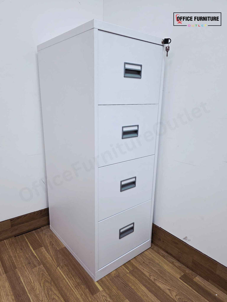 White 4 Drawer Metal Filing Cabinet (ST42)