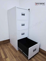 White 4 Drawer Metal Filing Cabinet (ST42)