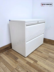 White Metal 2 Drawer Lateral Filing Cabinet (ST74)