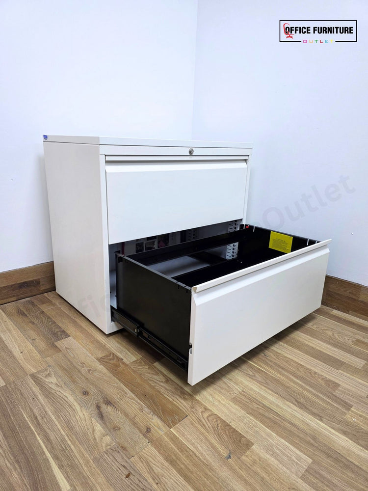 White Metal 2 Drawer Lateral Filing Cabinet (ST74)