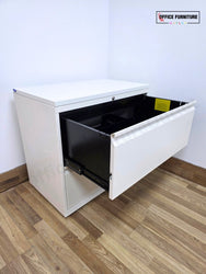 White Metal 2 Drawer Lateral Filing Cabinet (ST74)