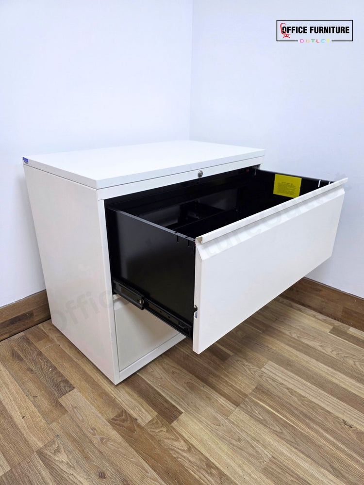 White Metal 2 Drawer Lateral Filing Cabinet (ST74)